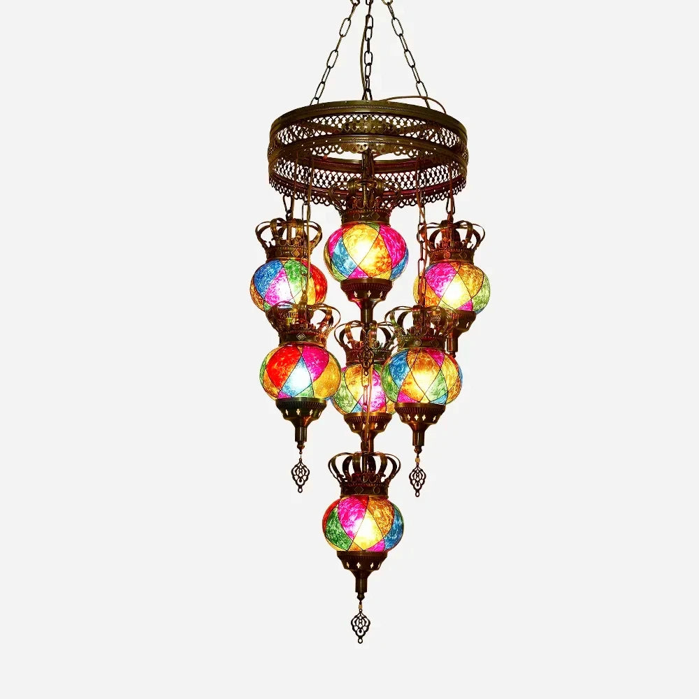 Artpad Turkish Mosaic Chandelier Ceiling Moroccan Living Room Bedroom Colorful Glass Chandelier Lamp Lighting