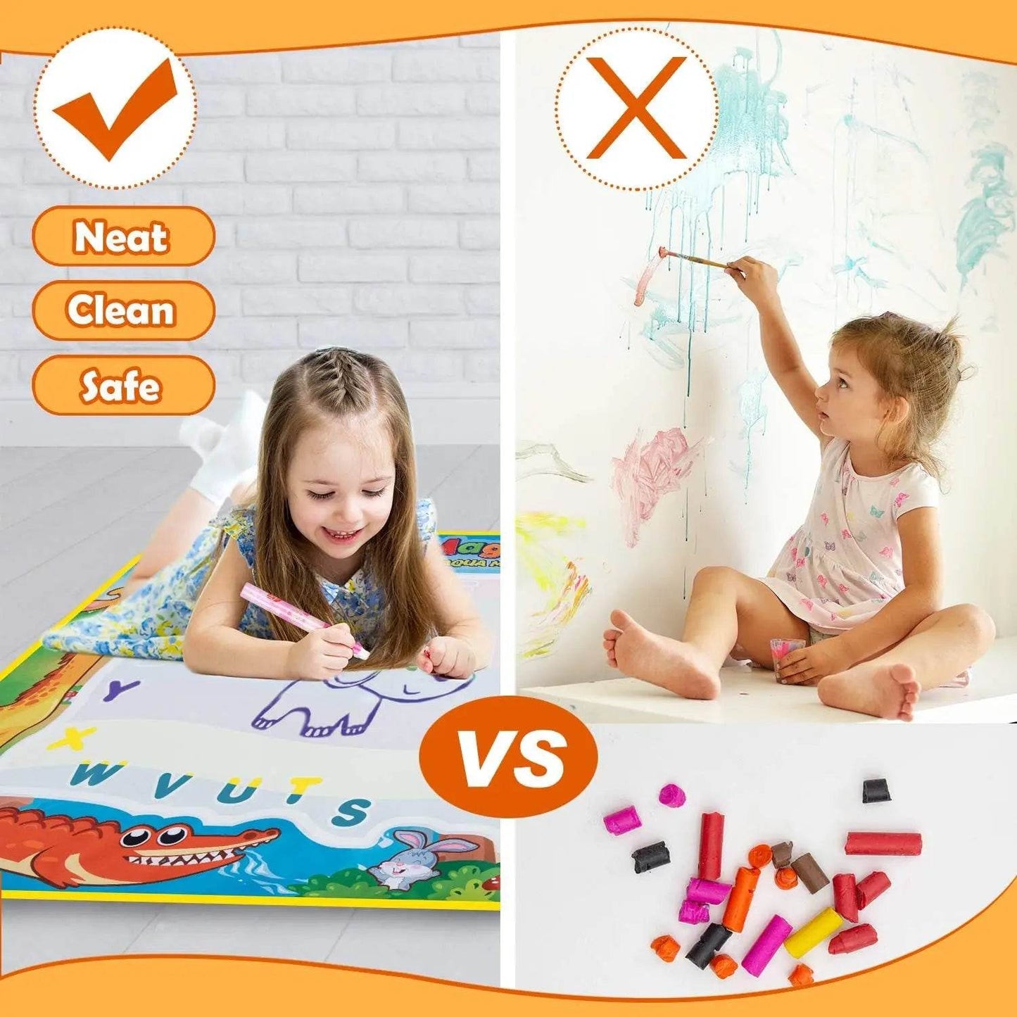Magic Water Drawing Mat Reusable Doodle Painting Board with Pens Montessori Educational Toys for Kids Halloween Christmas Gift - AIAZ