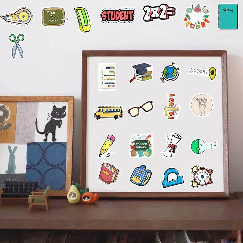 50PCS School Supplies Stickers Nostalgia Cartoon Scrapbook Home Waterproof Living DIY Room Phone Wall Skateboard Water Sticker - AIAZ