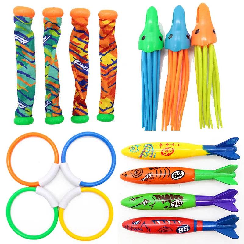 Swimming Diving Toys Children's Fish Dolphin Buoy Pool Treasure Hunt Diving Water Diamond Kids Water Game Toys Set Reusable Gift - AIAZ