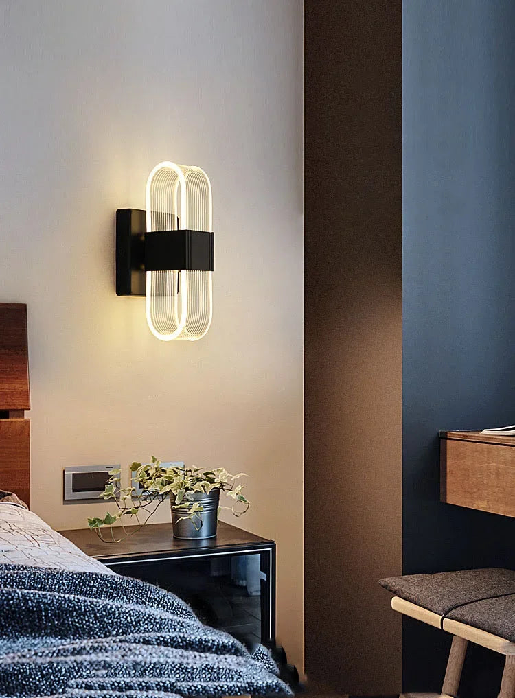 Luxury Creative Super Bright Living Room Bedroom Bedside Hotel Wall Lamp Transparent Line Guided LED Home Lighting Decoration