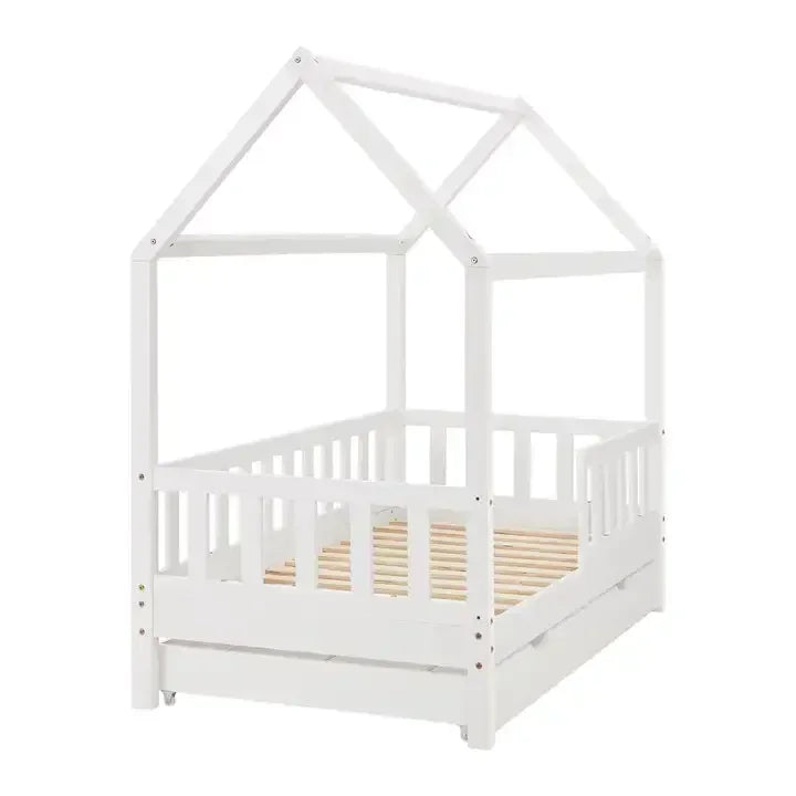 New mounted wooden girls child toddler two frame baby montessori kids floor bed for children with rails