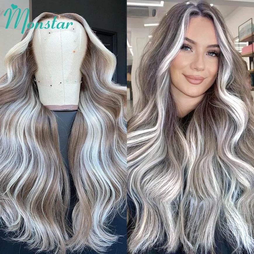 Ash Blonde Wig Highlight 13x6 Hd Lace Frontal Wigs Straight Vietnamese Raw Hair Wig 613 Blonde Colored Human Hair Wigs For Women - AIAZ
