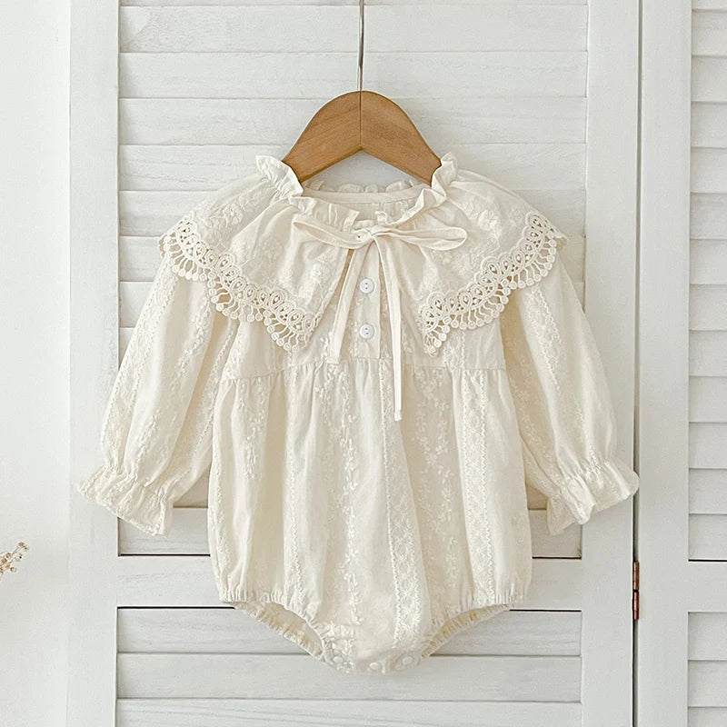 2025 New Spring 0-24M Baby Girl Clothing Infant Baby Girls Jumpsuit Long Sleeved Cotton Embroidery Newborn Baby Girls Bodysuits