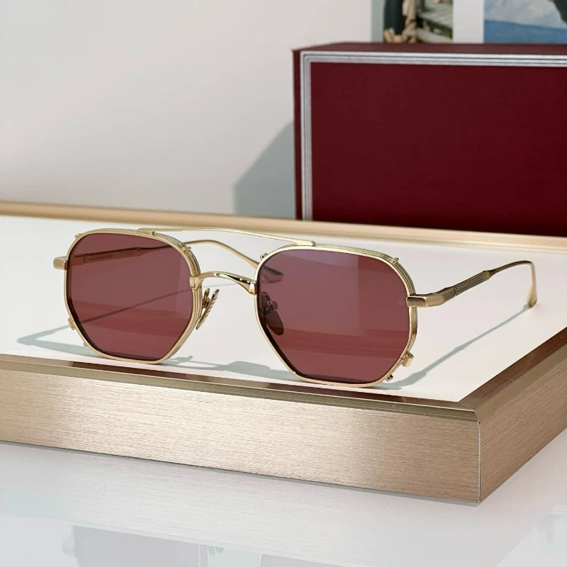 MARBOT Sunglasses Double Bridge Design Handmade Quality Alloy Rectangular Designer Brand Classic Alloy Glasses Outdoor UV400