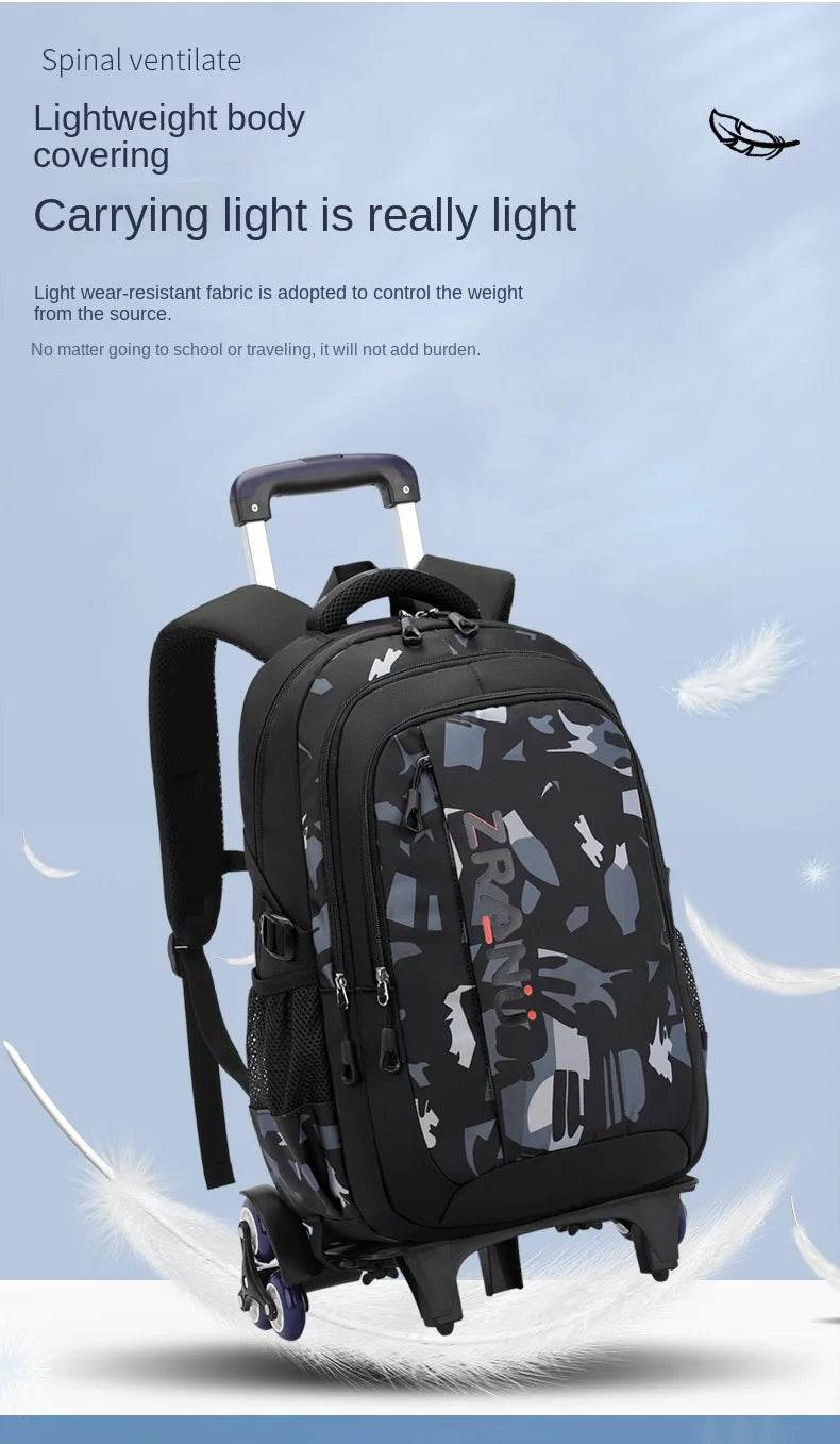 School Rolling backpack bag School Bags with wheels Student wheeled Backpacks for boys Children School Trolley Bag Waterproof - AIAZ