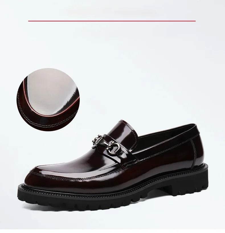 Men's Business Formal Leather Shoes Man Casual Leather Shoes Loafers Casual Business Wedding Shoes for Men Round Toe Slip-On - AIAZ