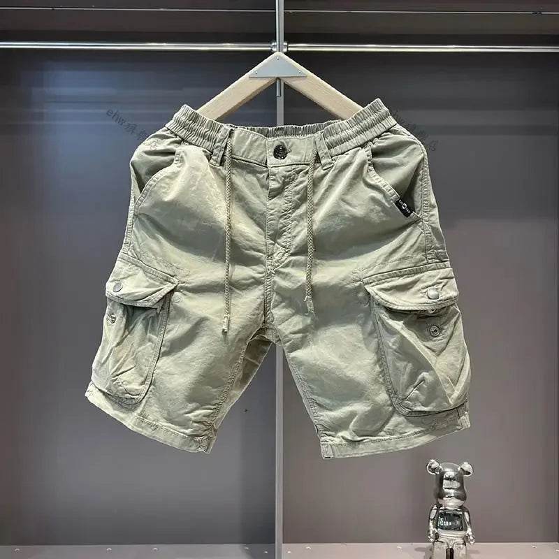 2025 Summer Work Shorts for Men Casual Multi-pocket Loose Elastic Five Points - AIAZ