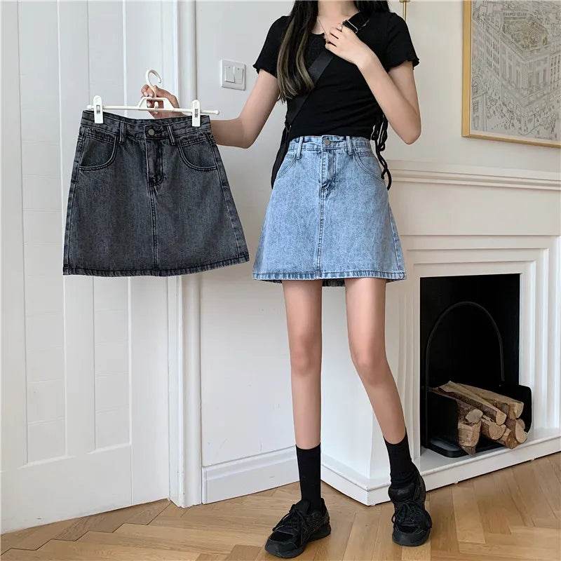 High Waist Denim Skirt Versatile Skirt Women's Clothing A-Line ort Skirt Slimming Wraparound Summer 202 plus Size - AIAZ