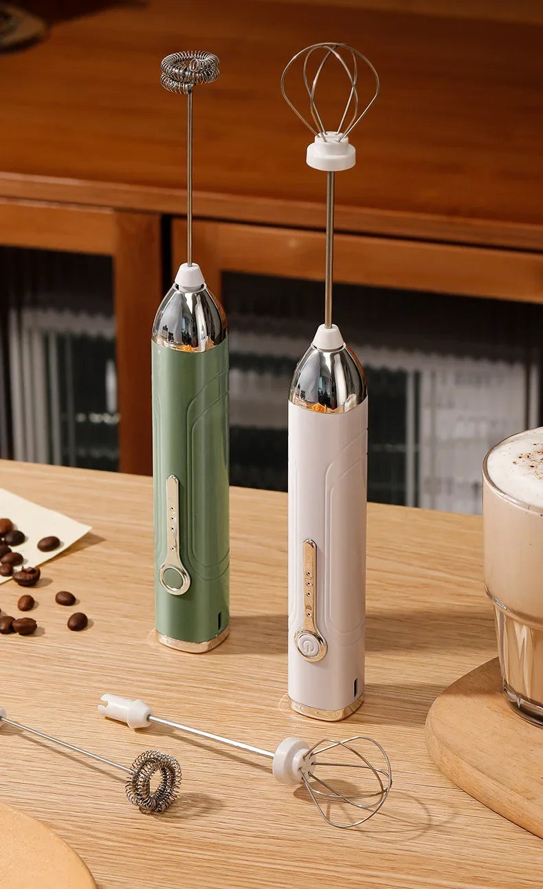 Wireless Type-C Rechargeable 3-speed Mini Handheld Milk Frother Coffee Frother Portable Kitchen Cooking Tools Whisk Foam Blender