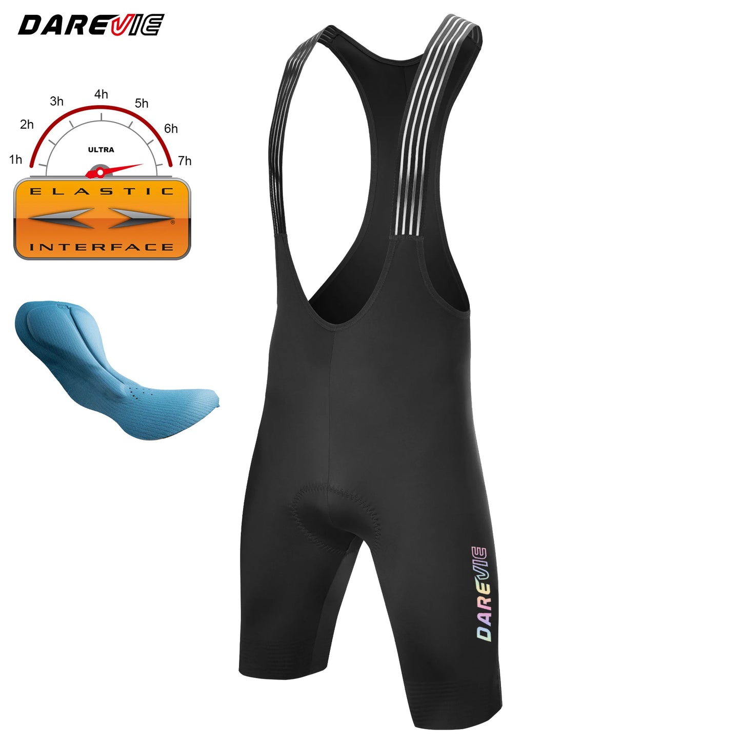 DAREVIE Cycling Bib Shorts Seamless 4.0 Italy ELASTIC-INTERFACE Pad Cycling Shorts Diamond Leg Gripper Men's Bretelelle Shorts