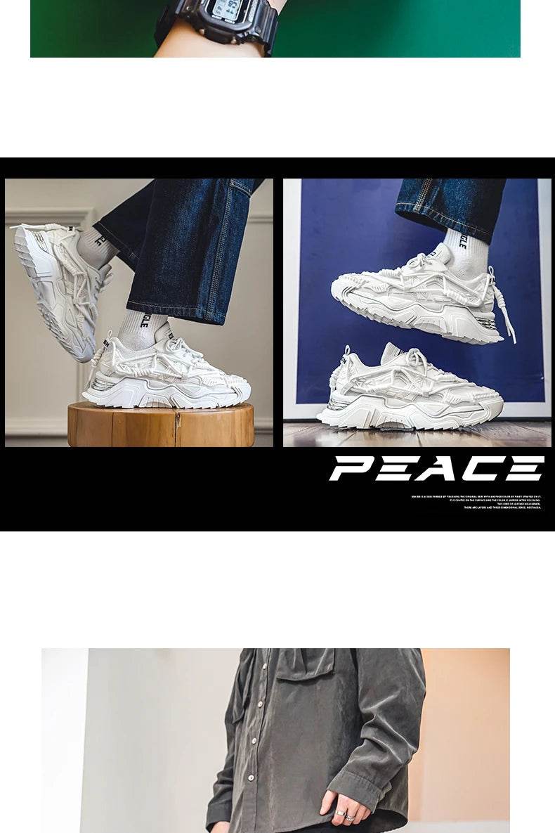 Platform Men Shoes Fashion Clunky Sneakers Men Casual Shoes Breathable Sports Dad Shoes Male Fitness Footwear 2023 - AIAZ