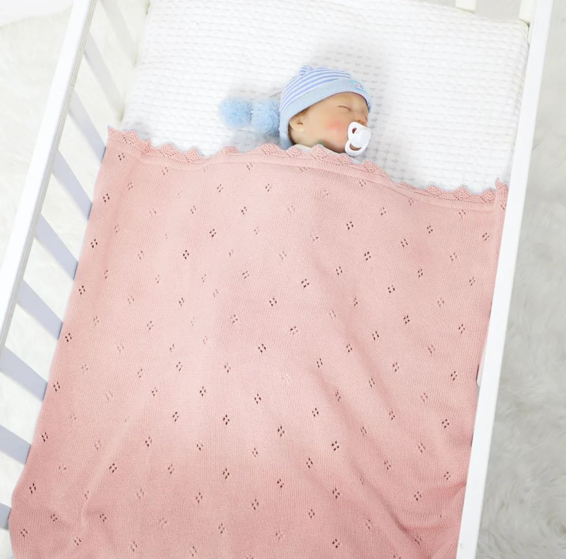 Knitted Baby Blanket Newborn Swaddle Wrap Blankets For Boys Girls 100% Cotton Soft Infant Receiving Blanket Crib Quilt Stuff