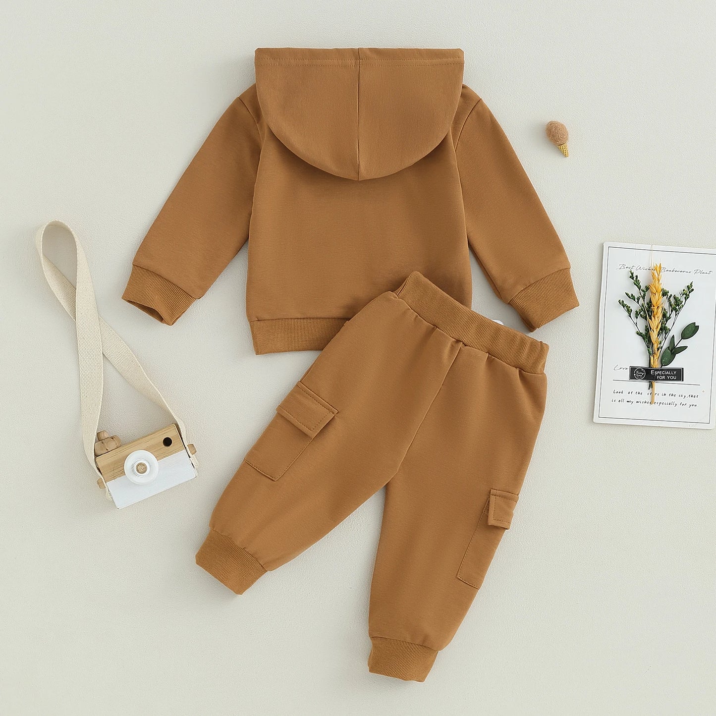 Pudcoco Infant Newborn Baby Boys Pants Set, Long Sleeve Hoodie with Elastic Waist Sweatpants Infant Clothes 0-3T