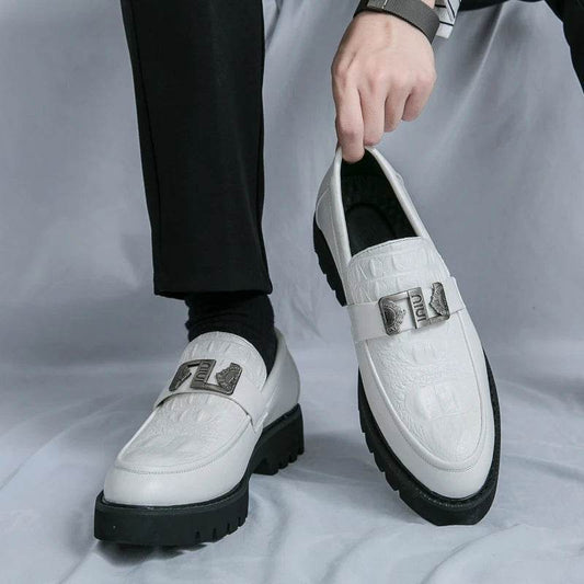 2025 men's party and business loafers, thick-sole men's formal thick-sole shoes, comfortable slip-on fashion casual shoes - AIAZ