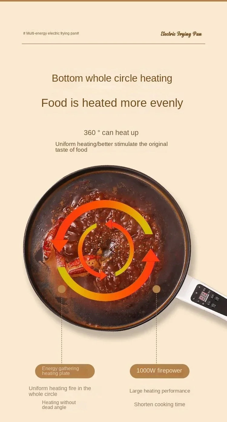Electric fryer for household use, large capacity intelligent stir frying, multifunctional non stick pan, electric fryer