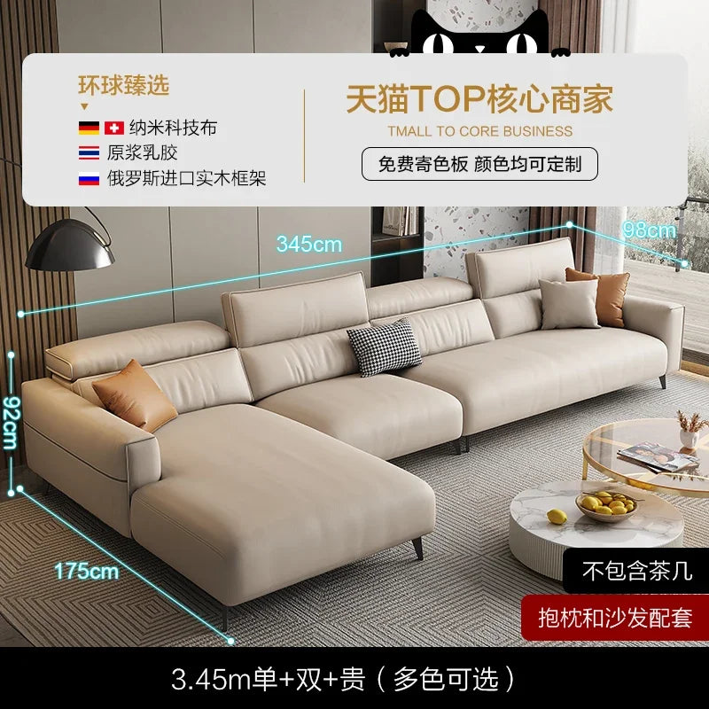 Dipu cream wind technology cloth sofa living room simple modern Italian minimalist Guifei corner cloth sofa combination