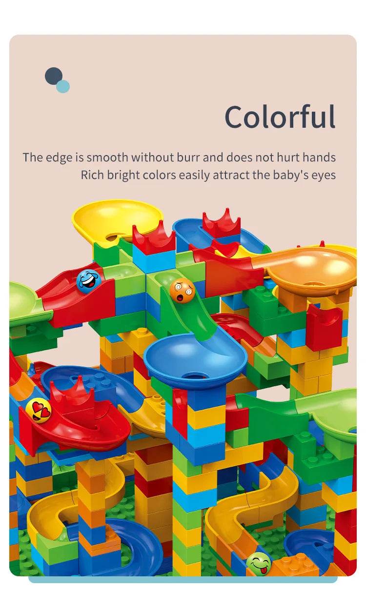 Marble Race Run Block Small Size Building Blocks Maze Ball Funnel Slide Blocks DIY Creative Bricks Assemble Toys Bulk Model Toys - AIAZ