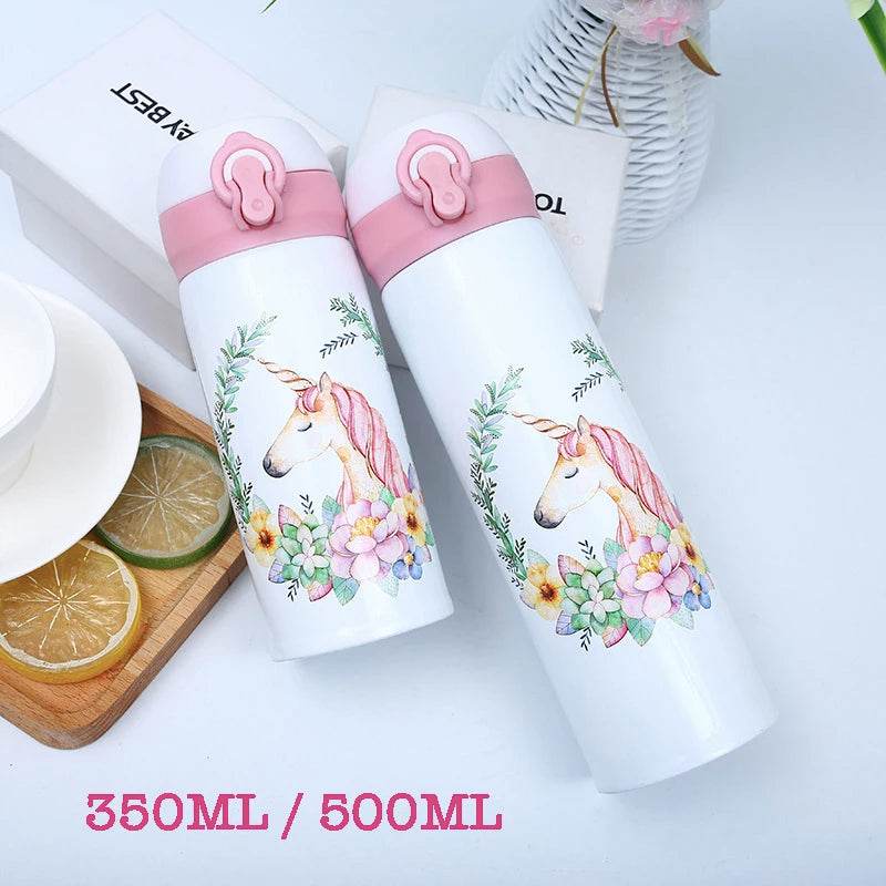 500ML Children's Thermos Bottle Vacuum Water Bottles 304 Stainless Steel Drinking Cartoon Cup School Water Bottle For Girls Kids - AIAZ