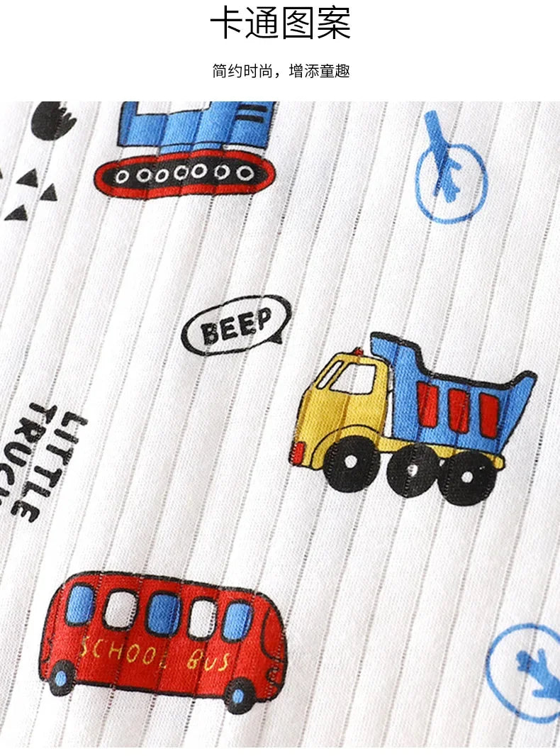 Kids Summer Pure Cotton Clothing Sets Boys Girls Cute Cartoon Short Sleeve T-Shirt Tops with Shorts Toddler Baby Casual Pajamas