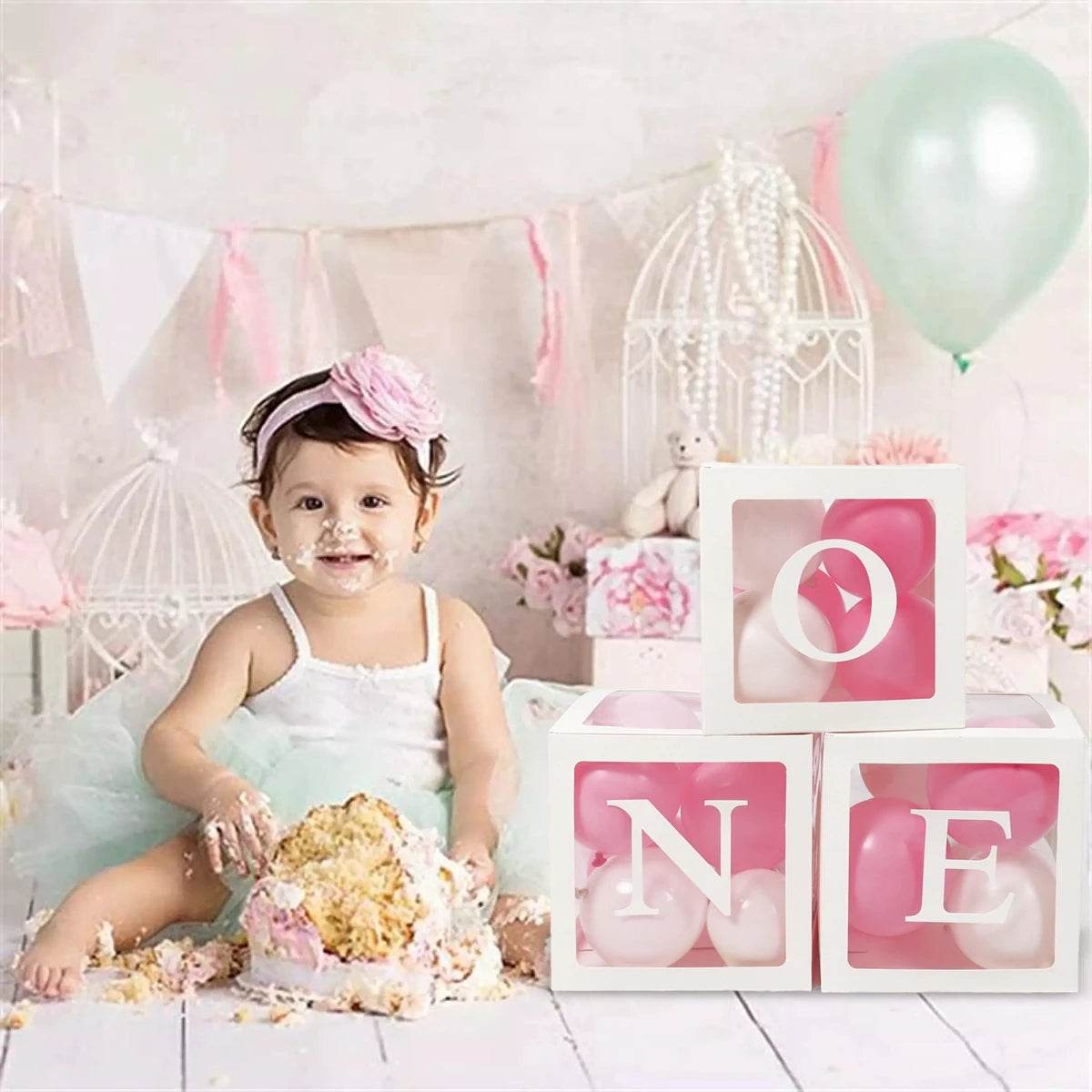Letter Balloon Box First 1st Birthday Party Decor Kids Girl Boy Baby Shower One 1 Year Old birthday Decor Wedding Party Supplies - AIAZ