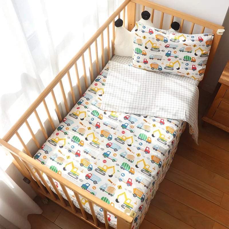 3 Pcs Baby Crib Bedding Set Cotton Bed Linens Boy Girl Cot kit Include Pillowcase Sheet Duvet Cover Children Room Decoration
