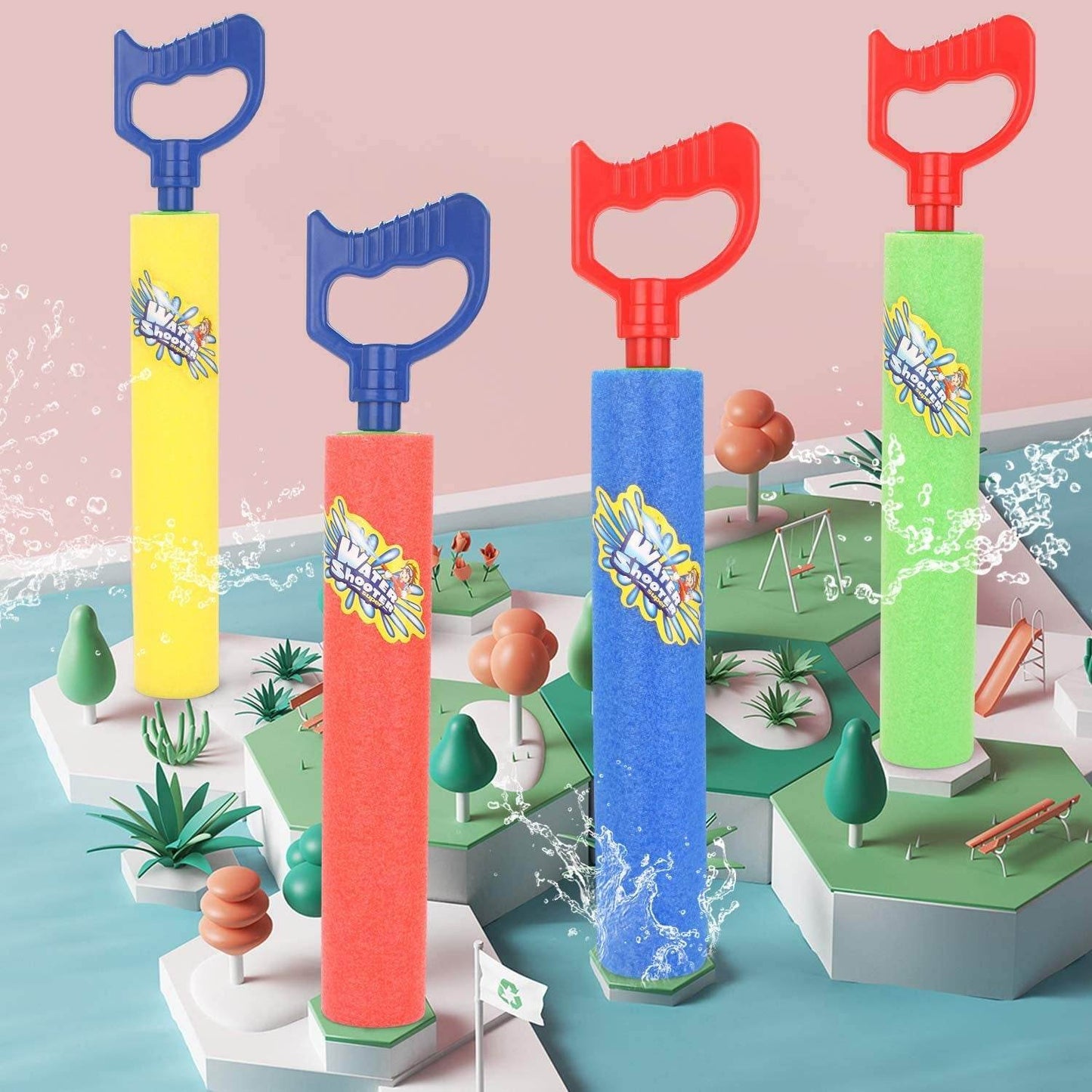 6 Pack Water Guns Shooter Super Foam Soakers Blaster Squirt Guns Pool Toy Plastic Handle Summer Swimming Beach Garden Outdoor - AIAZ