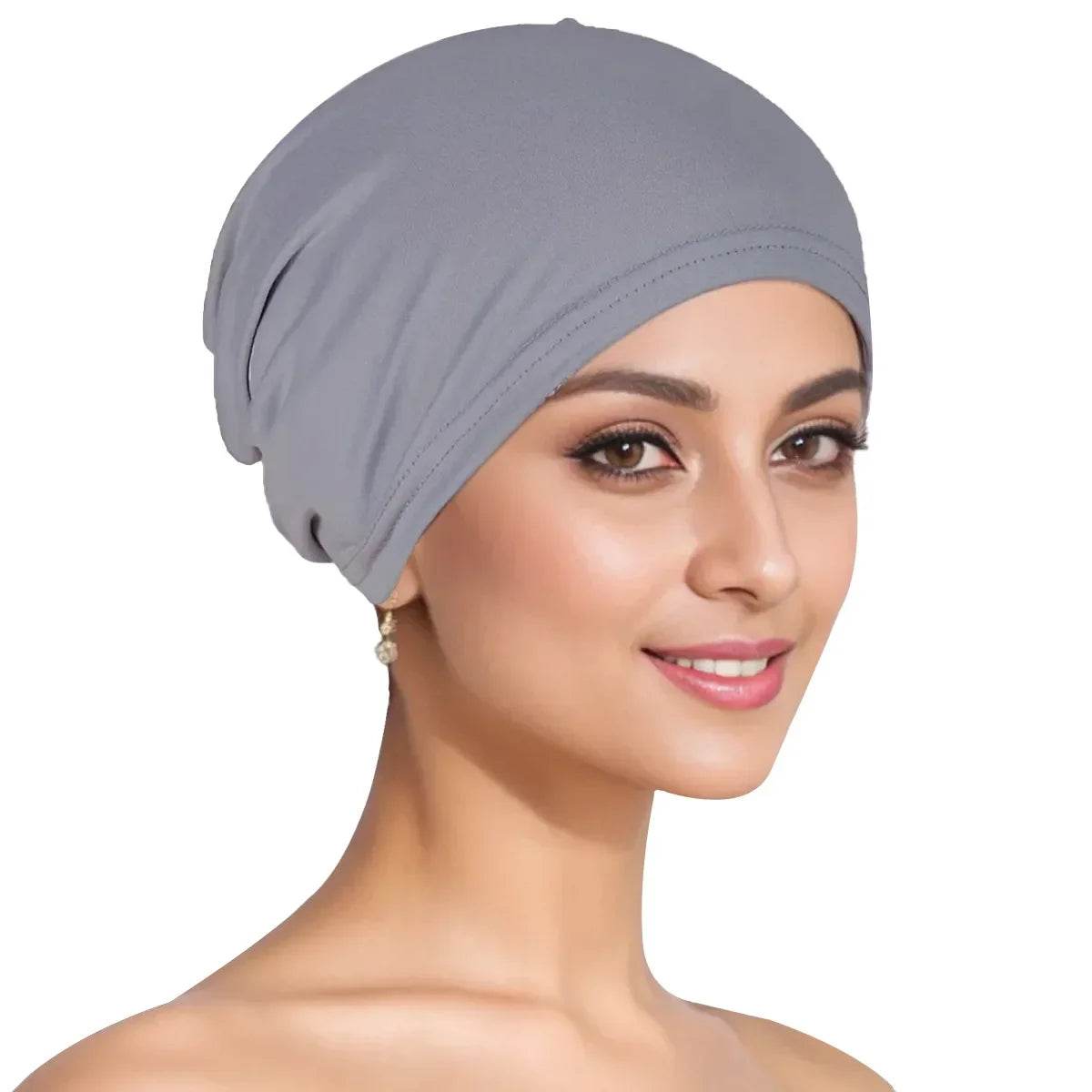 Muslim Turban Cap for Women Monochromatic Pullover Cap Hijab Hat Female Turban Fashion Accessories New - AIAZ
