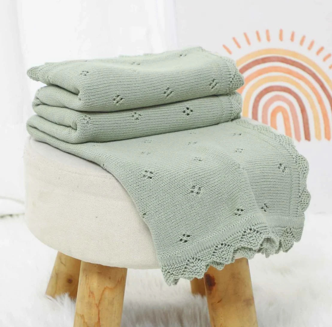 Knitted Baby Blanket Newborn Swaddle Wrap Blankets For Boys Girls 100% Cotton Soft Infant Receiving Blanket Crib Quilt Stuff