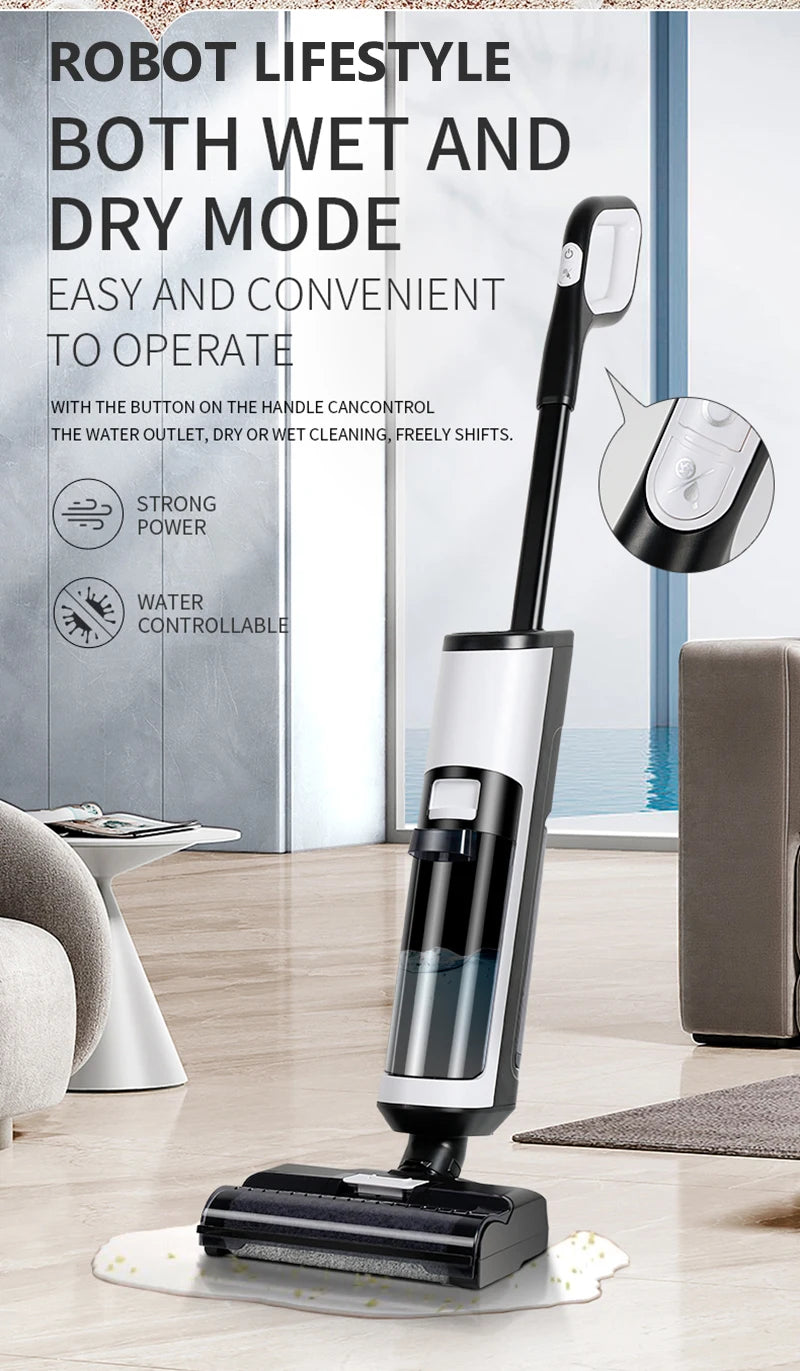 Cordless Vacuum Cleaner for Wet And Dry Cleaning RL8Pro, Smart Washing for Home Multi Surface Floor,14000Pa, Self-drying