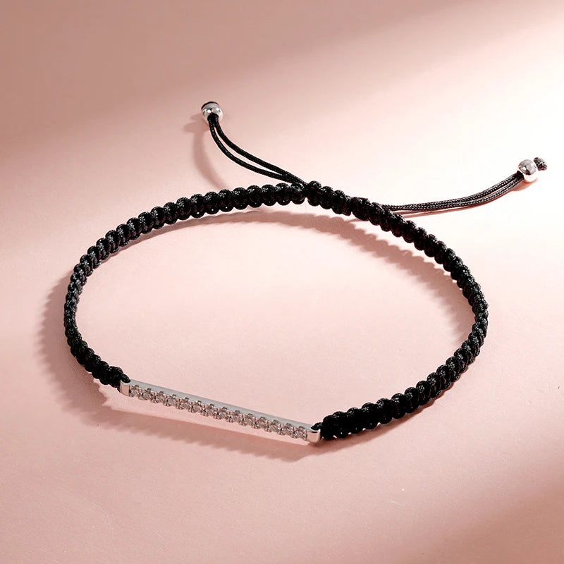 Smyoue 2/3mm Braided-rope Full Moissanite Bracelets for Women Men Adjustable Jewelry 100% 925 Sterling Silver Plated 18k Chain