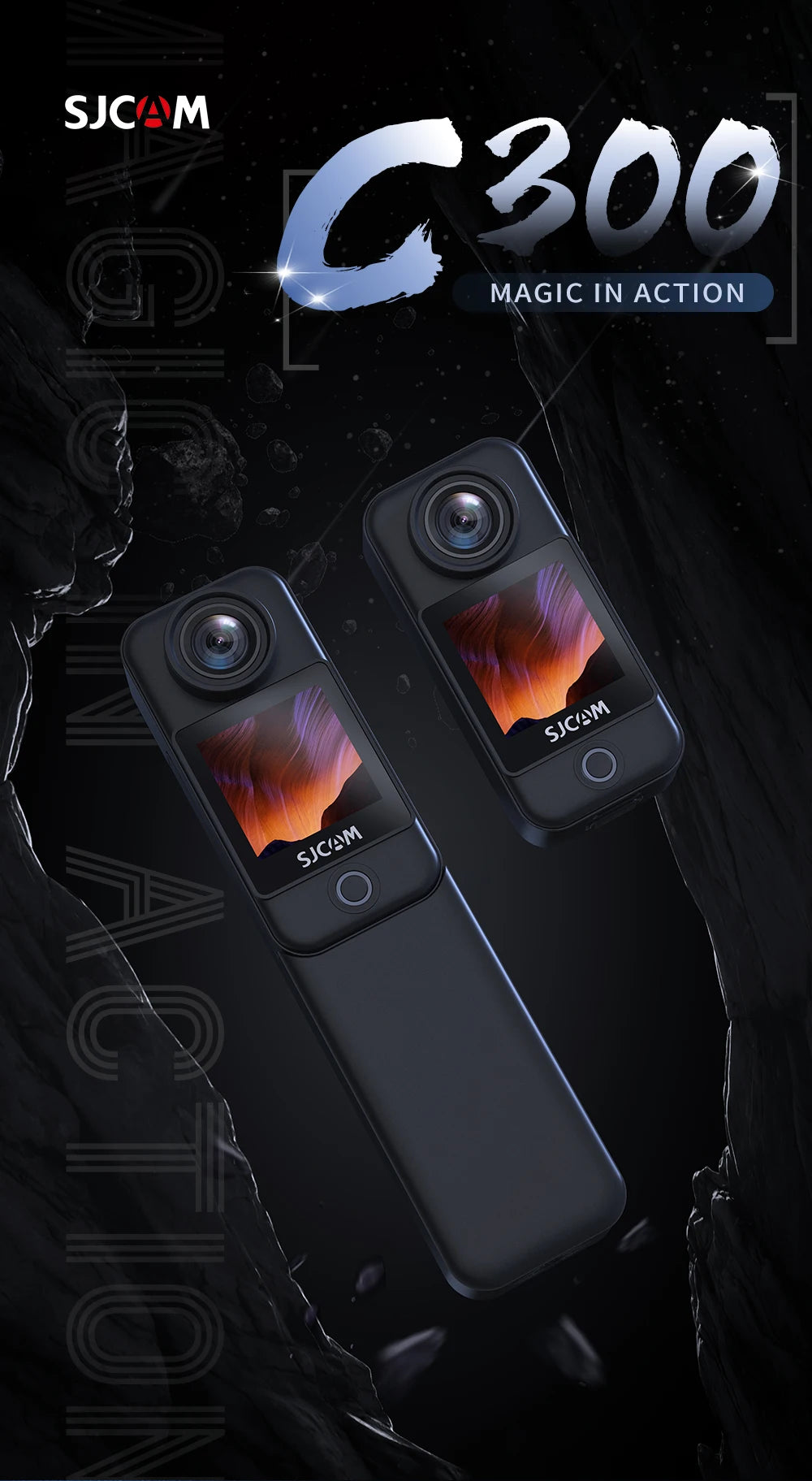 SJCAM C300 Pocket Action Camera 4K FHD With Long Battery Life Video 30M Waterproof 5G WiFi Camera Sport Action Cam