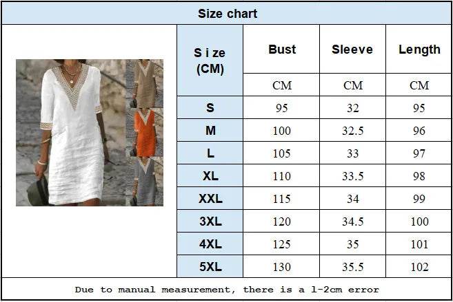Women's Casual Midi Dresses 2025 Spring/summer Lace Cotton Linen White Dress Robes Vestido Branco Vestidos Vestidos De Mujer - AIAZ