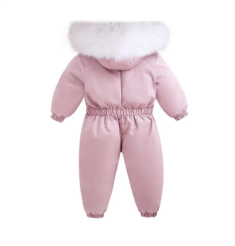 -30 degree Winter Ski Suit Plus Velvet Baby Jumpsuit Boy Overalls Warm Kids toddler girl Clothes Children Clothing coat overcoat