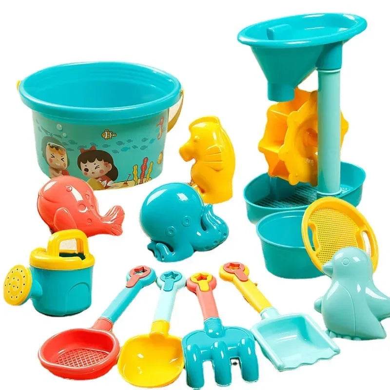 Children Sand Toys 18PCS Summer Beach Game Sand Bucket Shovel Silicone Sandbox Outdoor Water Fun Beach Toys kid gifts - AIAZ