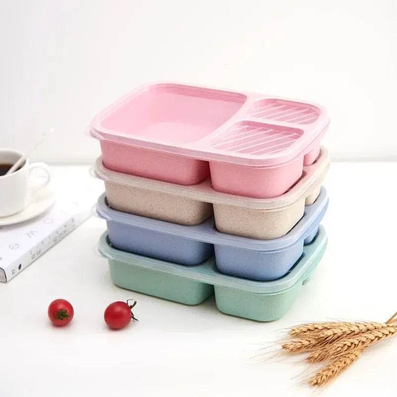 Wheat Straw Lunch Box Divided Into Compartments Insulated Lunch Box With Lid Square Lunch Box Portable Lunch Box - AIAZ