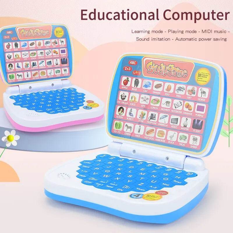 English Learning Small Laptop Toy for Kids 2-3 Years. Boys and Girls Computer for Aphabet ABC.Numbers.Words.Spelling.Maths.Music - AIAZ
