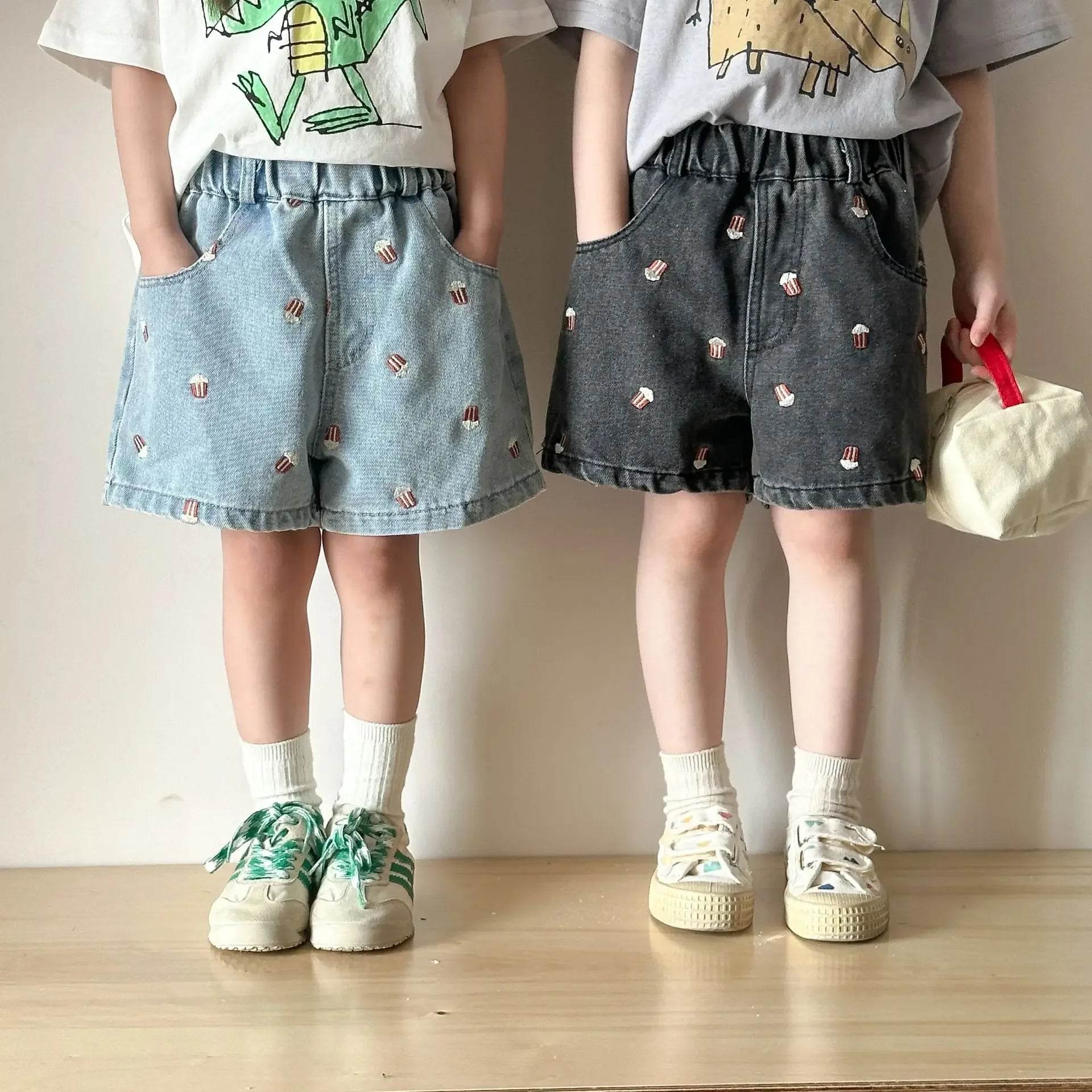 Fashion Cartoob Print Denim Kids Shorts Girls Pants Summer 2025 New Boys Summer Clothes Baby Loose Casual Pants - AIAZ