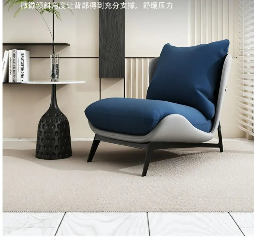 Italian Luxury Light Sofa Chair: Trendy Lazy Lounger, Ideal for Small Living Rooms & Balconies