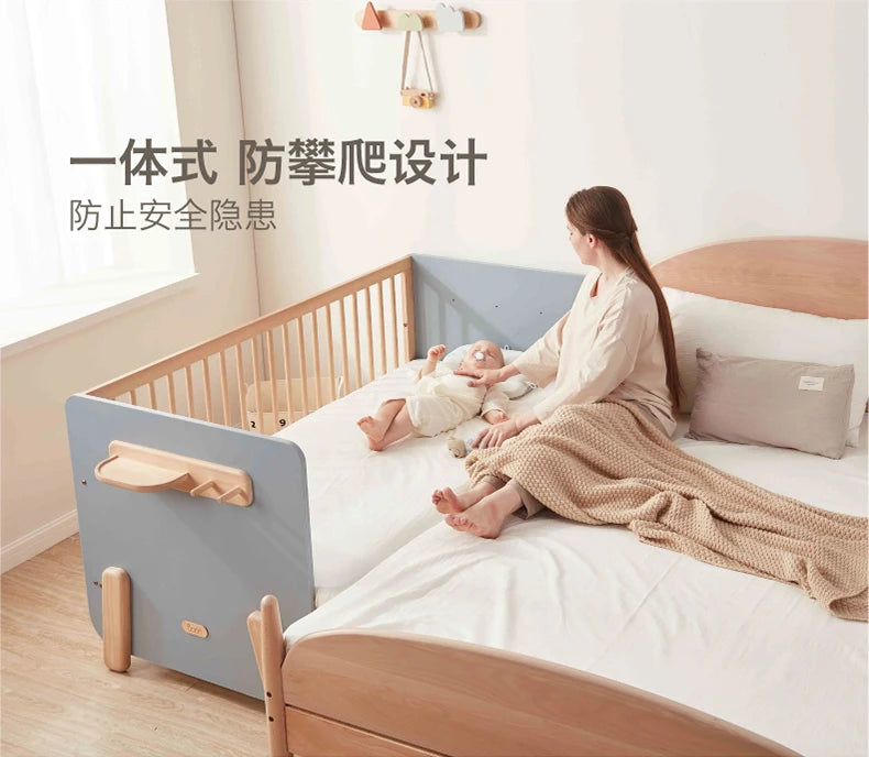 ZZ  Splicing Bed Children's Seamless Bedside Bed Widened Crib Adjustable High Guardrail Bed