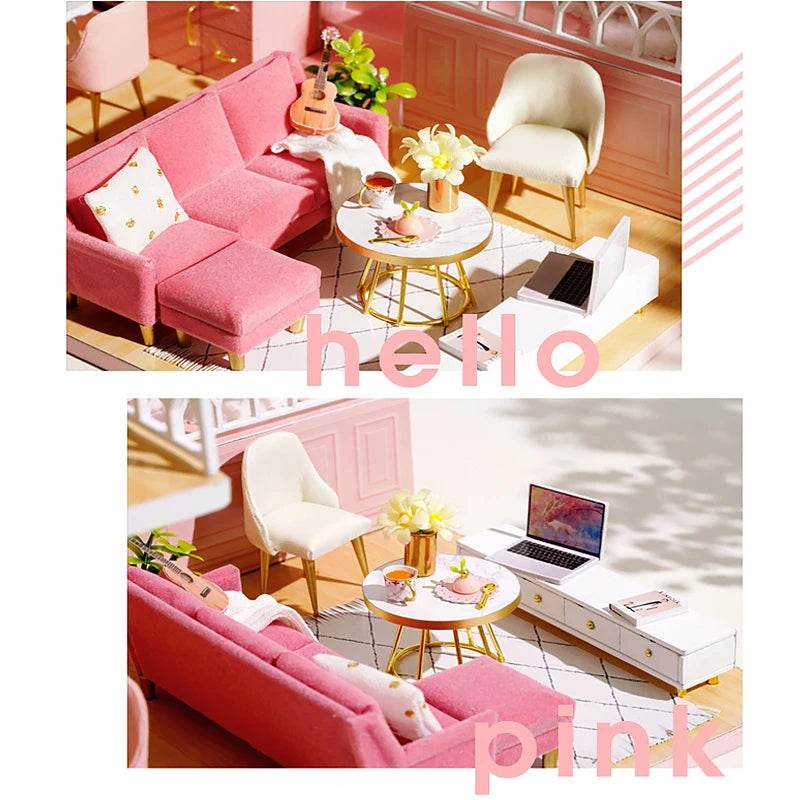 Doll House Kit 3D Wooden Mini DollHouse Assembly Building with Furniture Kit Toys Children's Birthday Gift 3D Puzzle Handmade - AIAZ