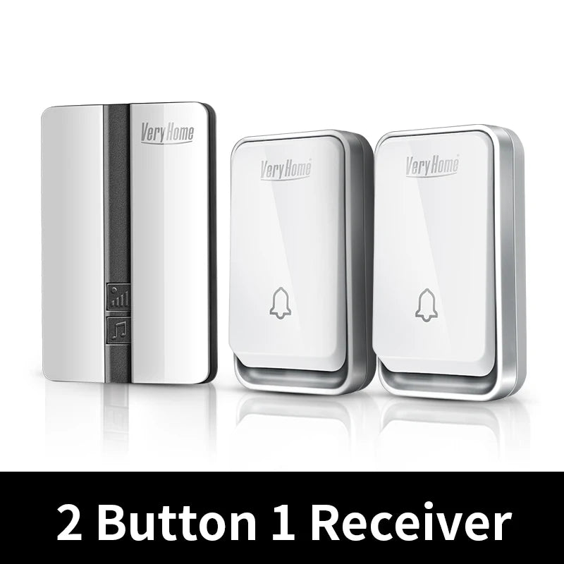 VeryHome Wireless Doorbell Waterproof Self-powered Button Smart Door Bell Sets Home Welcome Outdoor House Chimes  Receiver