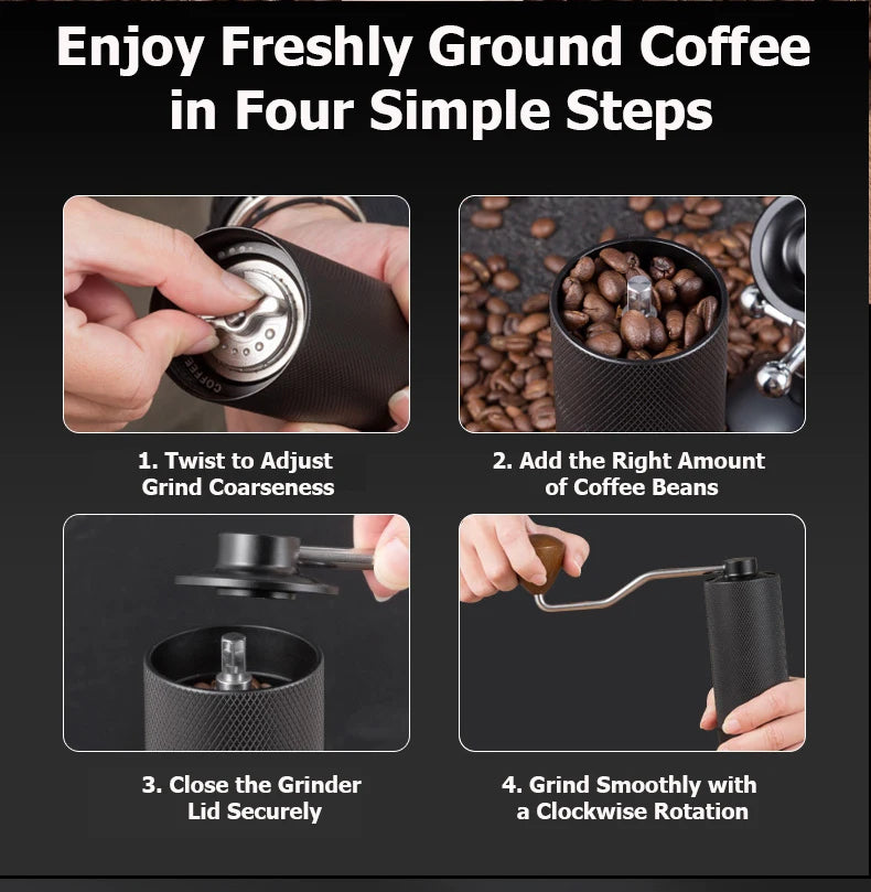 Manual Coffee Grinder Stainless Steel Conical Burr Adjustable Setting High Quality Portable Hand Grinder
