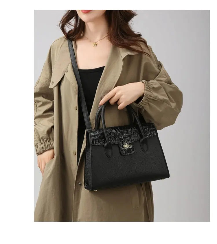 Embossed Handbag for Women 2025 New Fashionable Spacious Soft Leather Woven Rope Shoulder Hand Carry Crossbody Bag