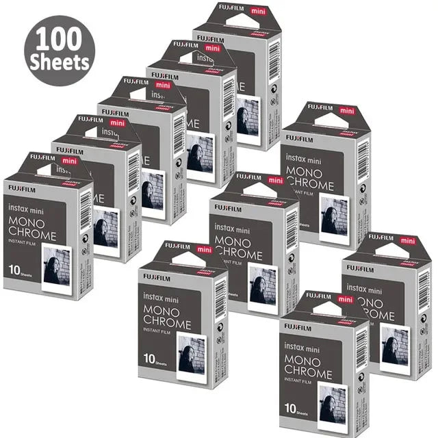 10-100 Sheets Fujifilm Fuji Instax Mini 12 11 8 9 Black and white Monochrome Films for Instant Mini 8 9 7s 25 Camera Photo Paper