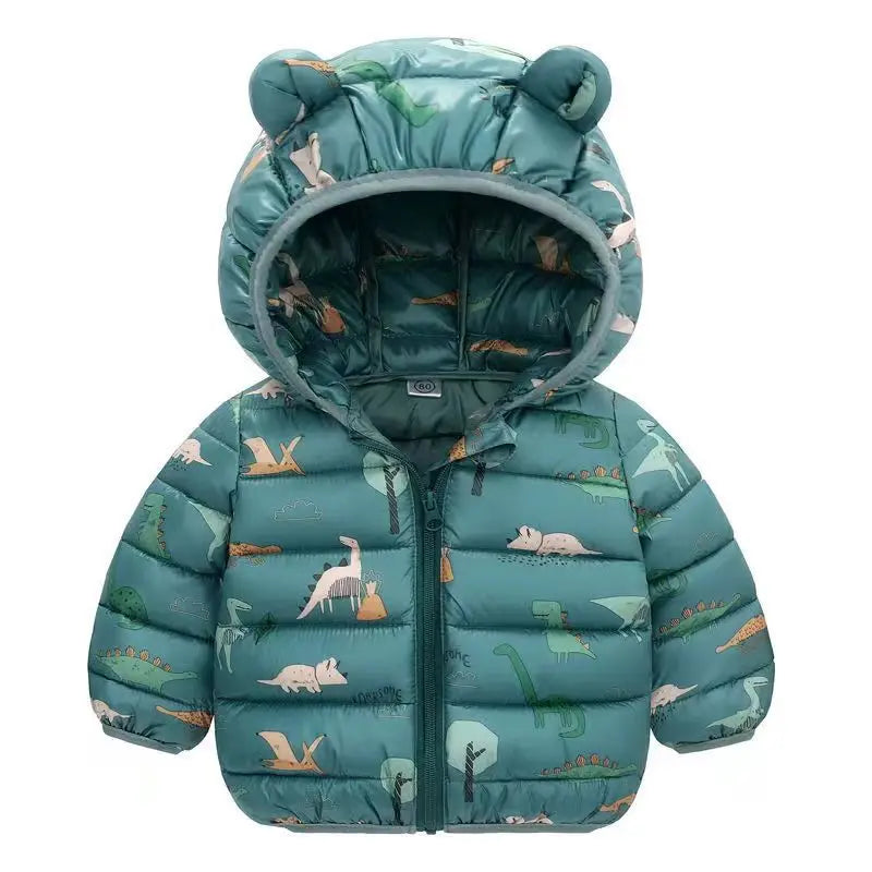 Baby Boys Girls Jackets For Kids Cartoon Bear Zipper Coats Autumn Boys Warm Hooded Down Jackets Children Christmas Outerwear
