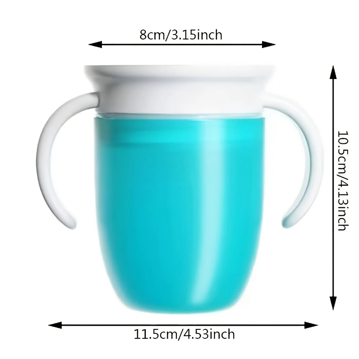 6oz/180ml -360 Trainer Cup, Baby Water Cup, Kids Learning Drinking Cup, Silicone Water Bottle with Handle