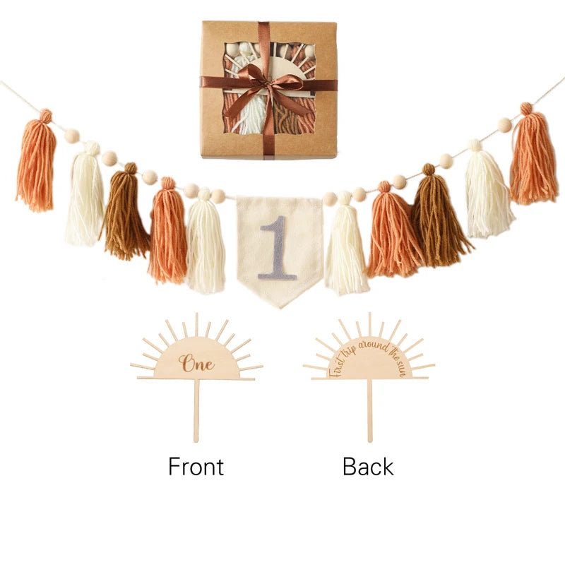 Let's Make Happy Birthday Banner Handmade Tassel Pendant First Boys Girl Baby Shower Birthday Party Balloon Decoration Supplies
