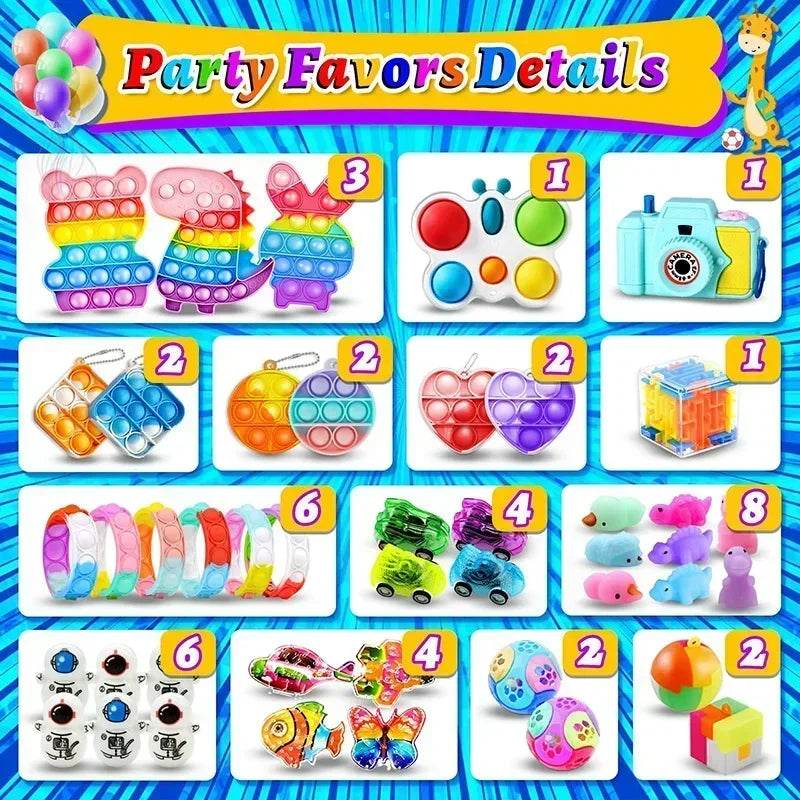 120/206pcs Kids Birthday Party Favors Set Toys Children Pinata Filler Bulk Supplies Boys Girls Classroom Carnival Prizes Favors - AIAZ