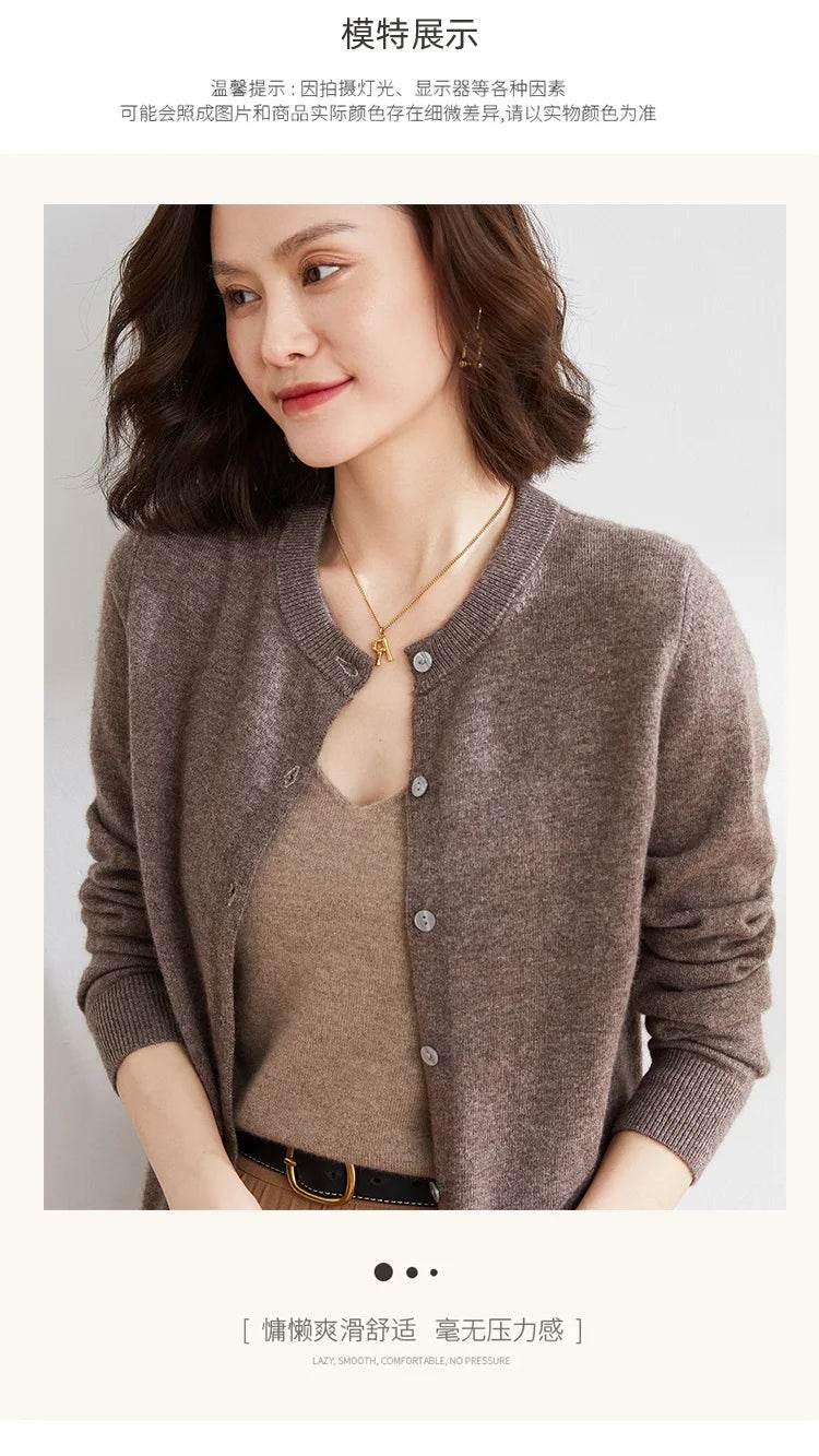 Women Cardigans Sweater O-neck Spring Autumn Knitted Cashmere Cardigans Solid Single Breasted Womens Sweaters 2022 - AIAZ